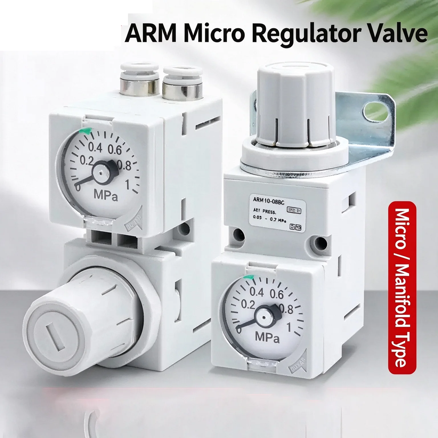 Miniature Pressure Regulating Valve ARM10-10F2 Pneumatic Small Assembly Compact Size for Precision Pressure Control
