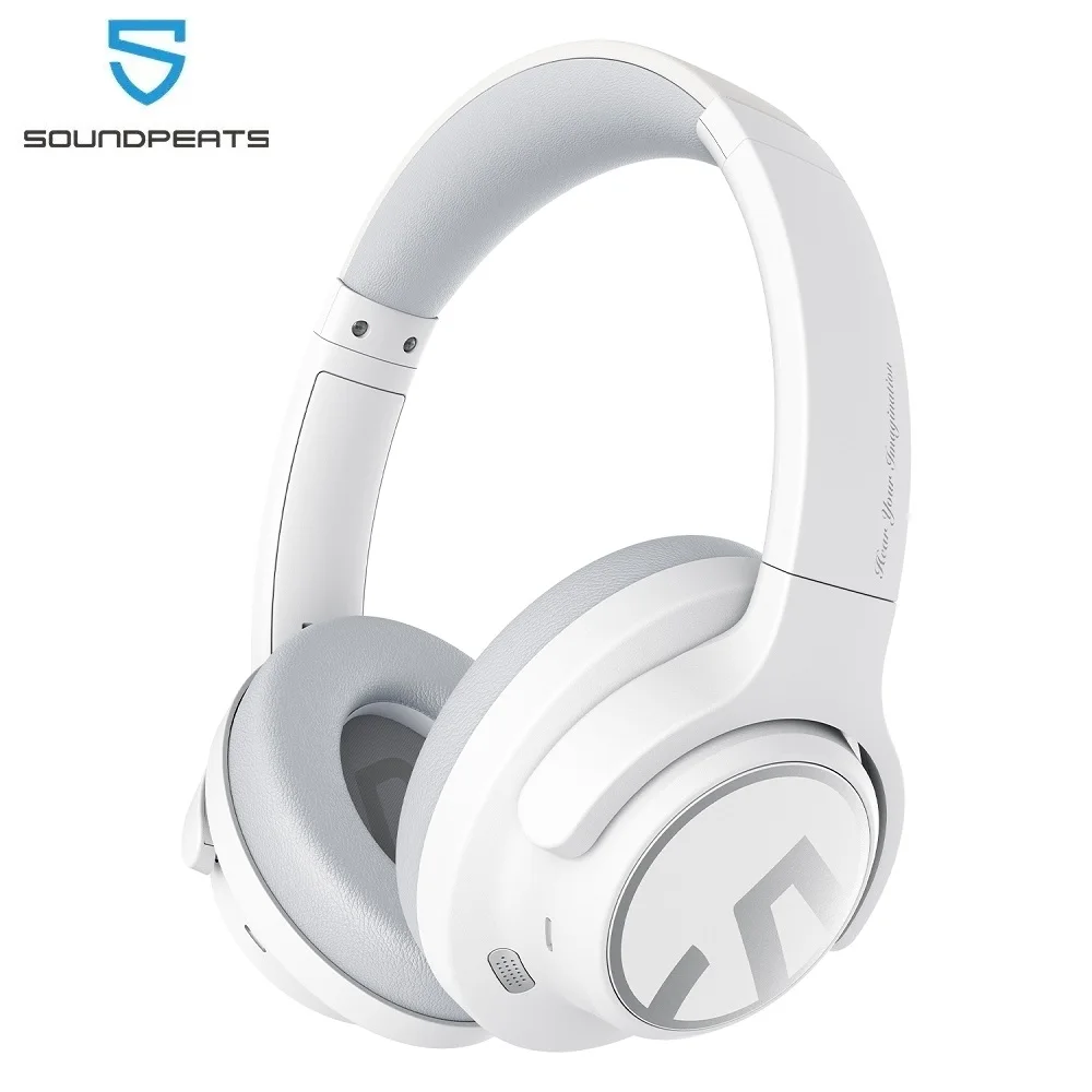 سماعات SoundPEATS Space Bluetooth، سماعة رأس لاسلكية بخاصية إلغاء الضوضاء النشطة، تشغيل 123 ساعة، ميكروفون، اتصال متعدد النقاط