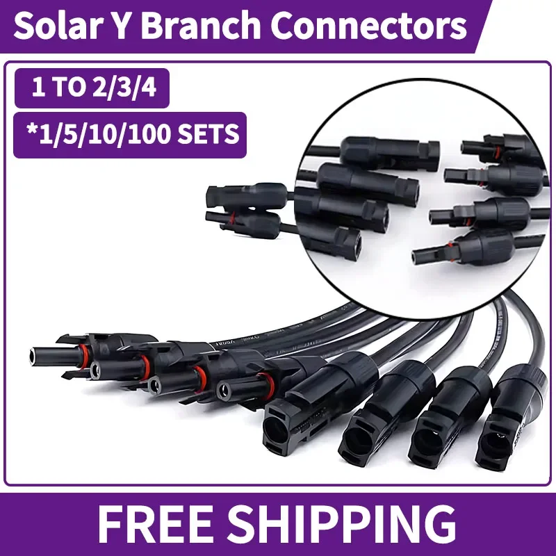 

1/5/20/100 Sets PV Solar Y Branch Connectors 3/4/5Way 1 To 2/3/4 M/FF F/MM Solar Panel Parallel Connectors (M/FFFF, F/MMMM)