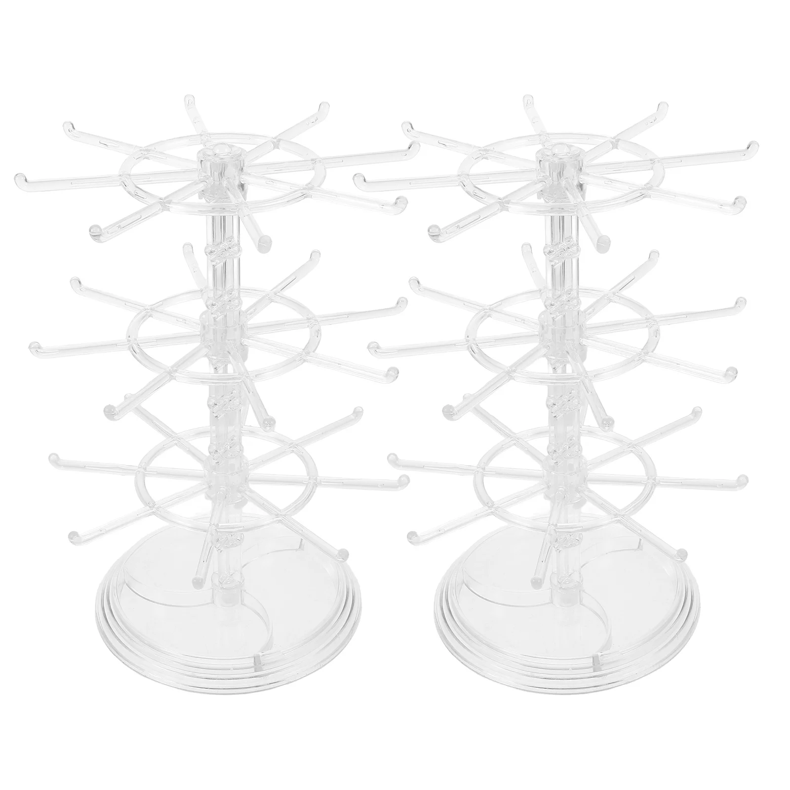 

Набор из 2 многоуровневых вращающихся органайзеров для украшений: прозрачная подставка для демонстрации ожерелий, браслетов, серег и брелоков, стойка для хранения