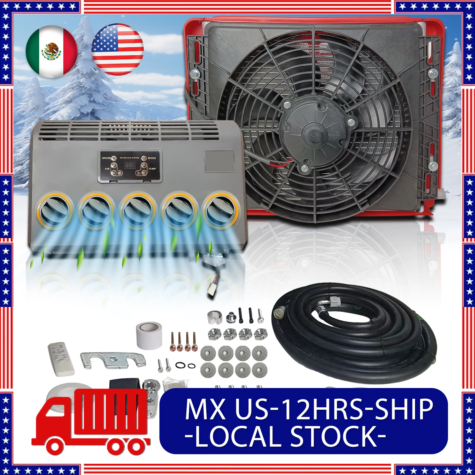 Treeligo 2025 2000W RV Electric Air Conditioner Universal Cage Design Split AC Unit For Caravan Truck Construction Excavator US