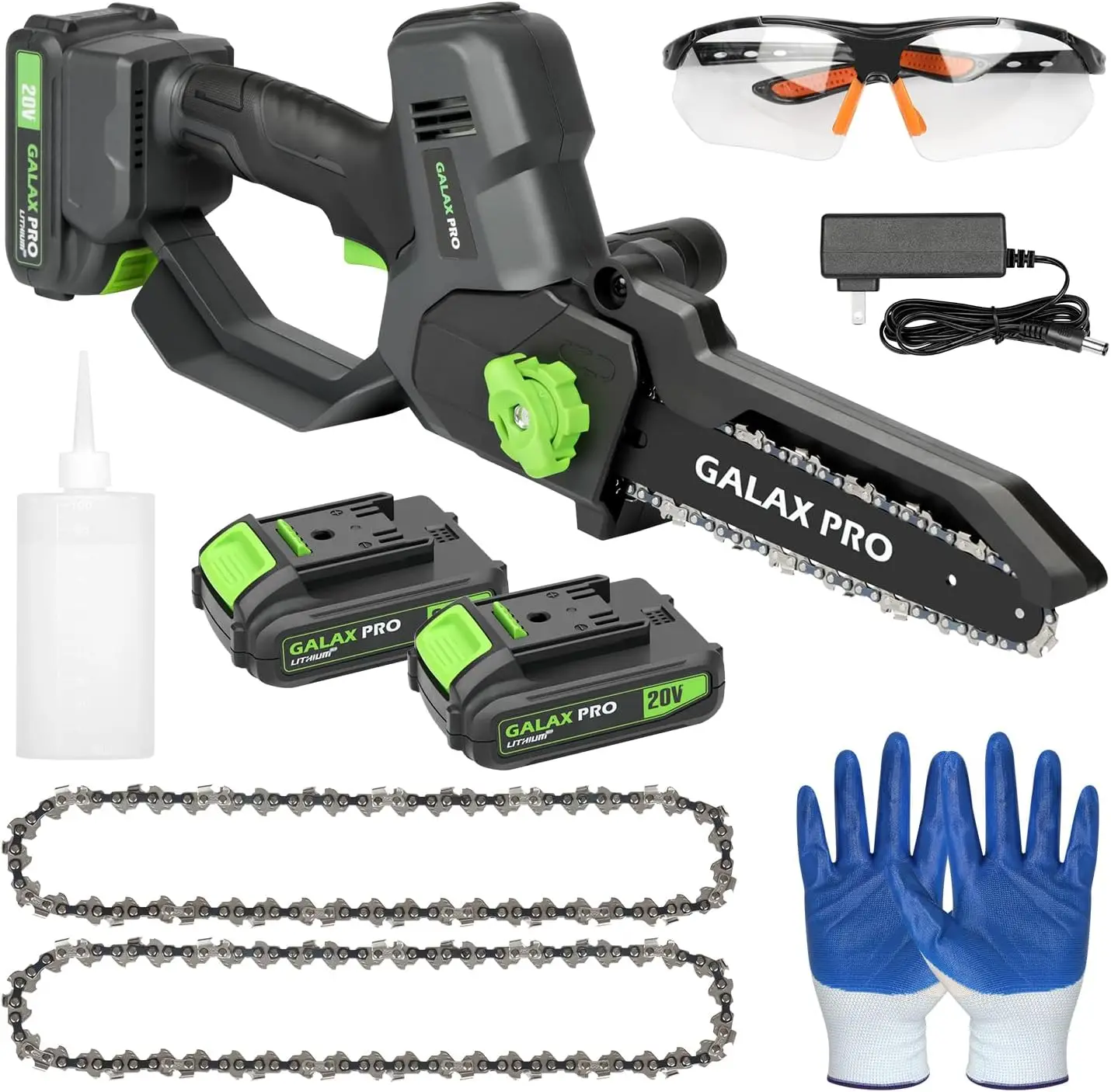 

8-дюймовая аккумуляторная электрическая бензопила с автоматической масленкой и 2 батареями для резки ветвей деревьев, обрезки сада