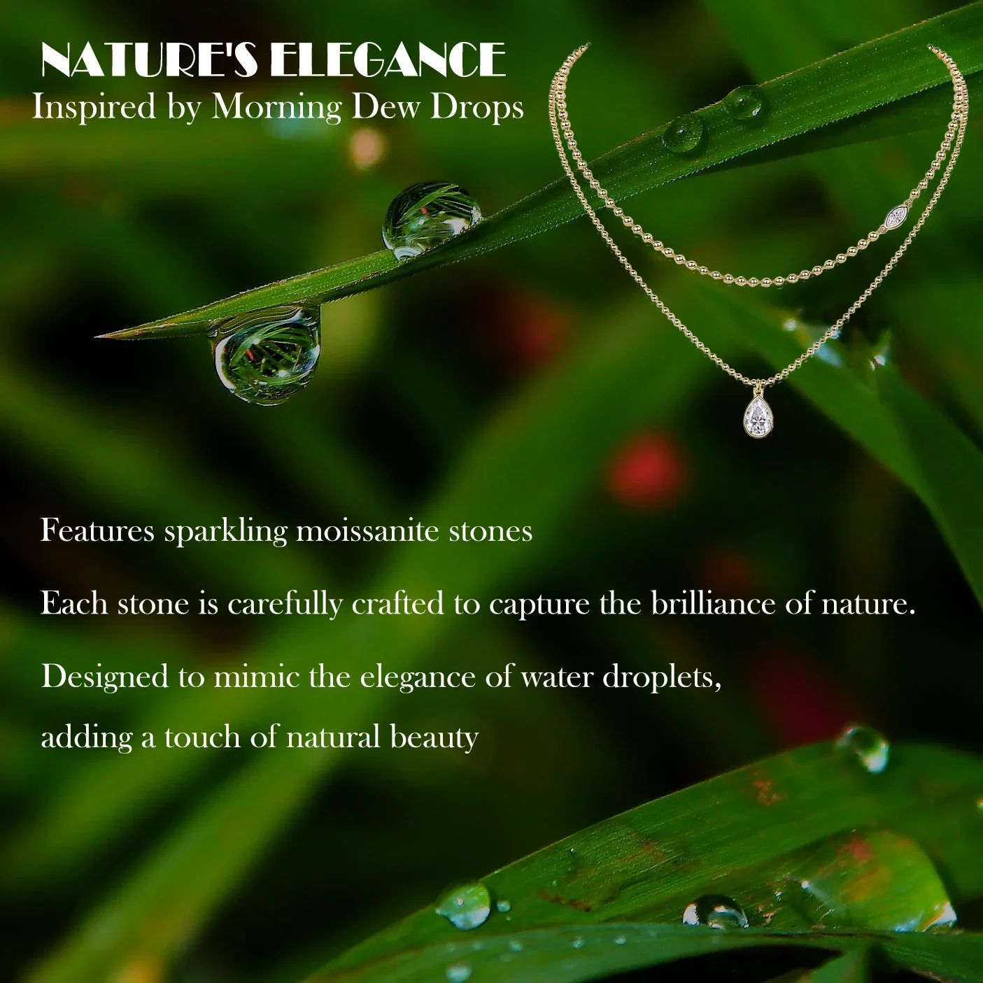 3.5ctw Double Layer  Necklace with Moissanite Teardrop and Marquise Cut Pendants – 18K Gold Plated S925 Silver Jewelry for Women