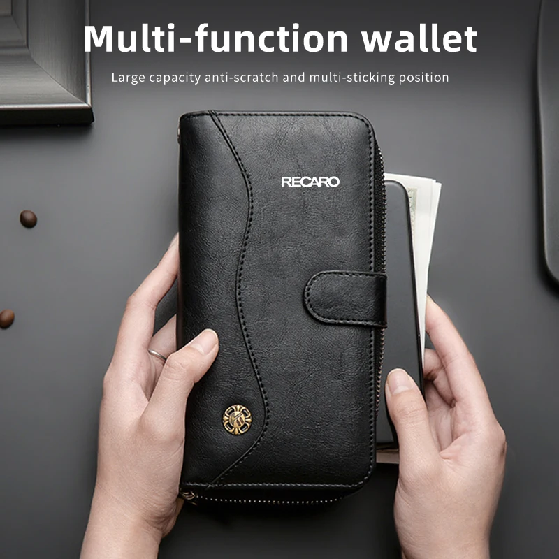 For Recaro Racing Car Logo Men Classic Wallet Vintage Credit Card Holder Coin Purse Clutch Bag Organiser Accessories Storage Bag