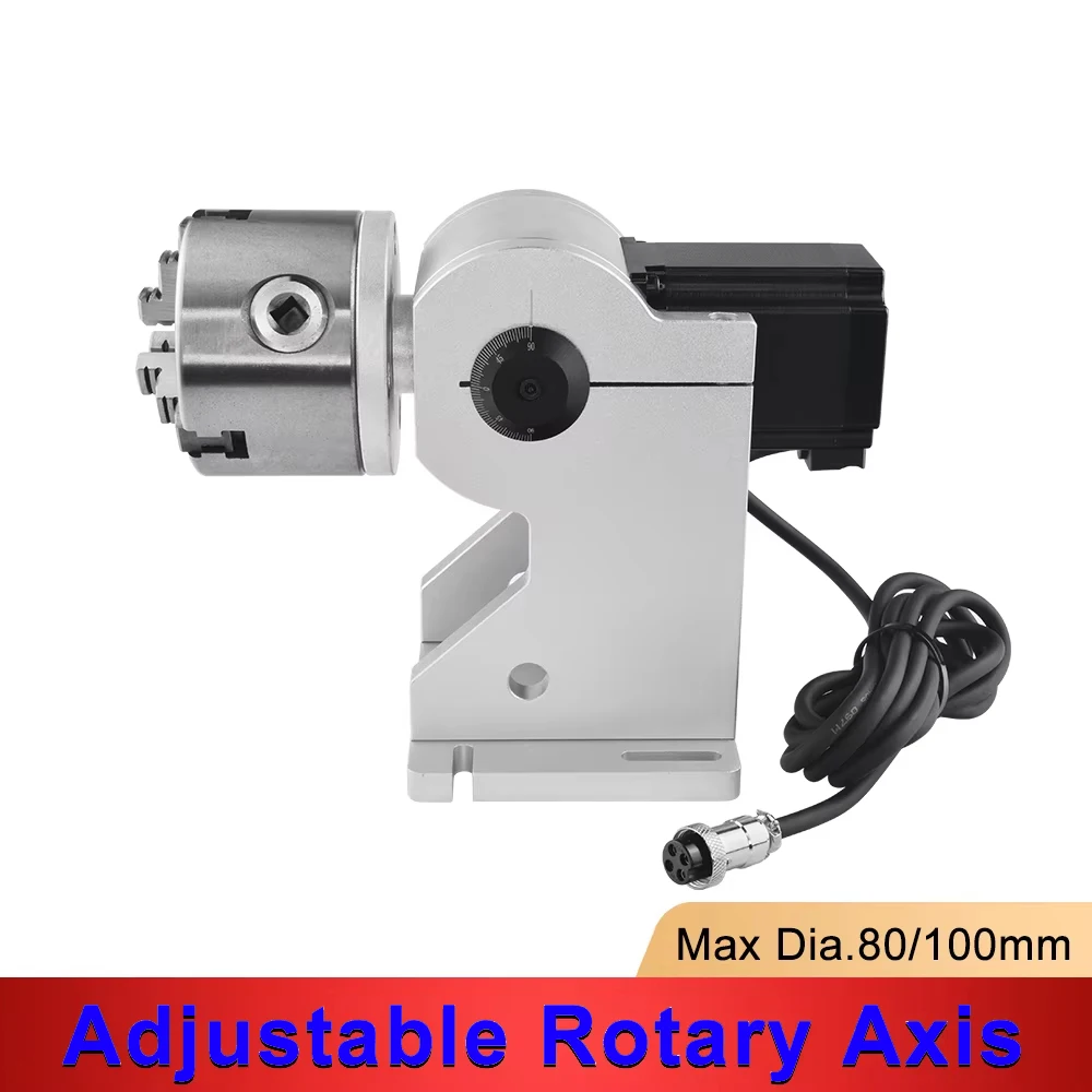 Three-Jaw Rotary Chuck D80 D100 For Fiber Laser Marking Machine Cylinder Engraving Tool Tumbler Bearing Pen