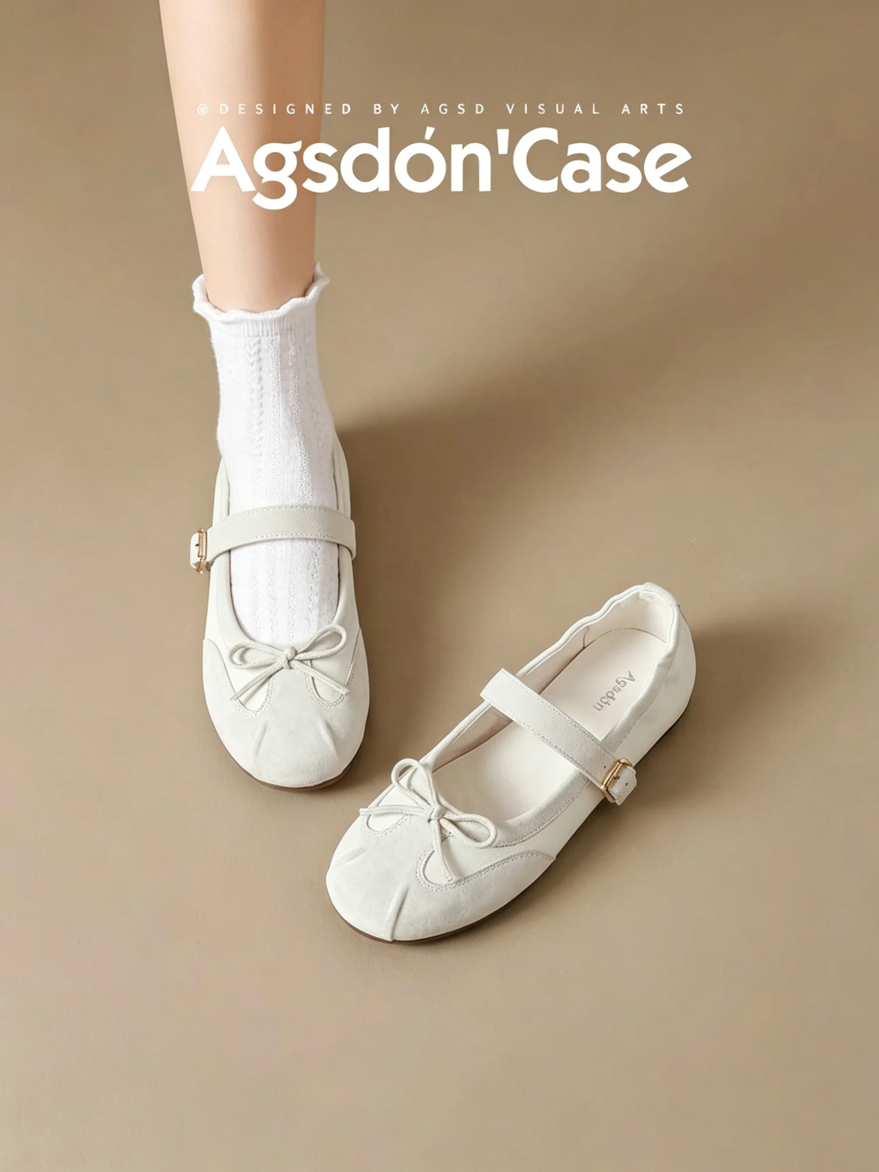 Agsdon Ballet Mary Jane Sports Shoes Women's Casual Slip-On Sneakers Breathable round Toe Flat Heel Summer Fashion Shoes