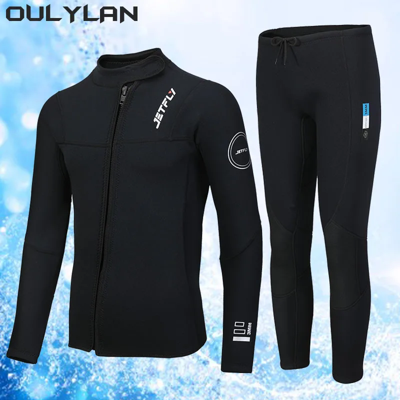 OULYLAN Kitesurf Surf Surfing Spearfishing Jacket Pants Clothes 3MM Men Wetsuit Neoprene Underwater Keep Warm Diving Suit