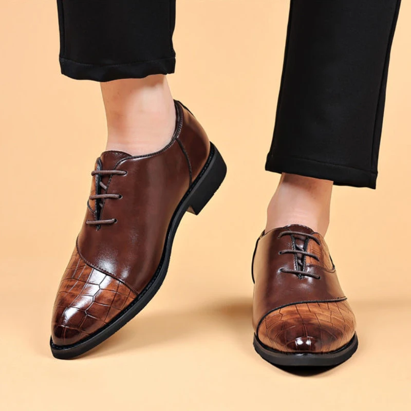 Solid Color Formal Dress Shoes Business Men's Leather Brogue Retro New In Footwear Offer Free Delivery Shipping Male Casual Shoe