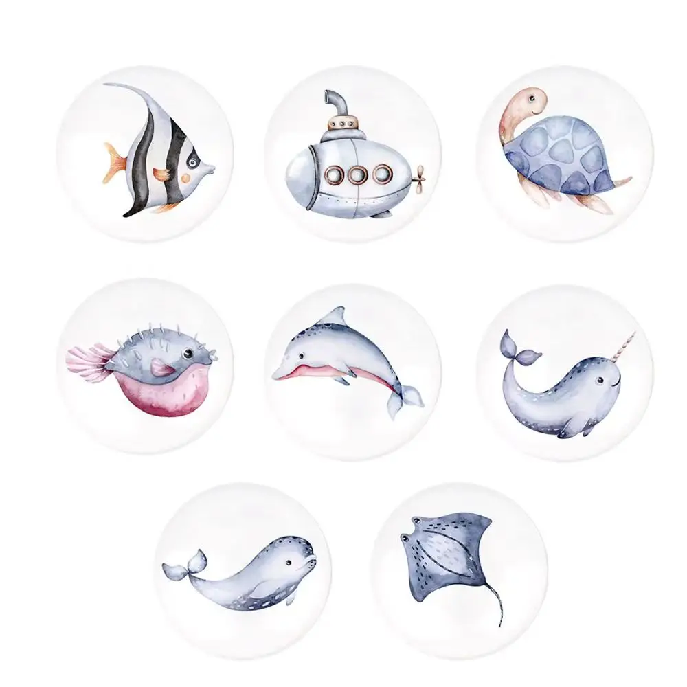 Large Round Ceramic Furniture Handle Drawer Knob Ocean Marine Fish Clothes Cabinet Door Handles Wardrobe Cupboard Pulls Diy