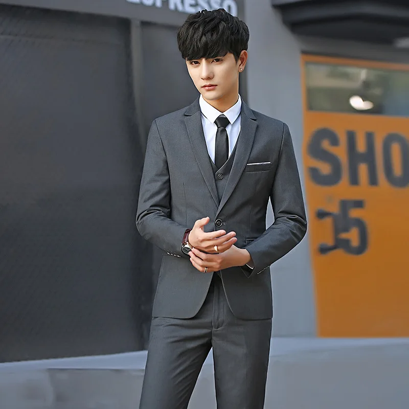 Costume de mariage slim fit trois pièces pour homme, ensemble décontracté et formel à carreaux, styl