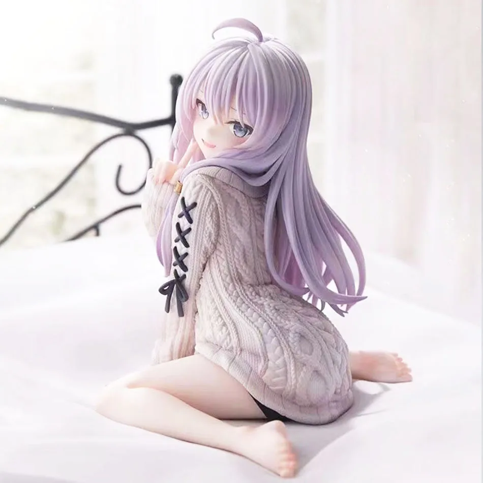 14cm The Journey of Elaina Anime Figure Knit Dress Witch Elaina Action Figure PVC Collection Model Doll Toys for Christmas Gifts