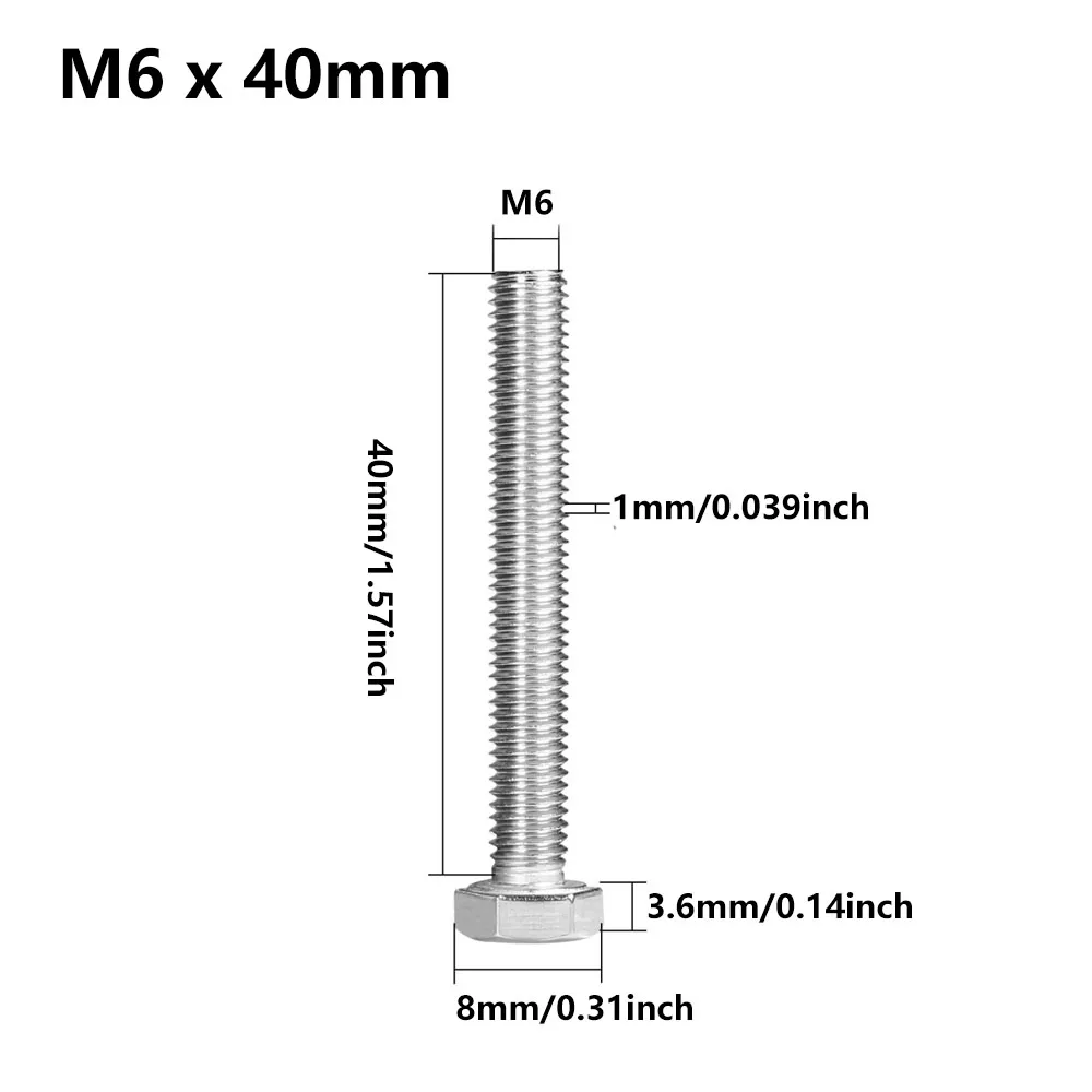 1-25pcs M4 M5 M6 M8 M10 M12 A2-70 304 Stainlesss Steel External Hex Screw Outer Hexagon Head Bolt Lengthen 8-60mm