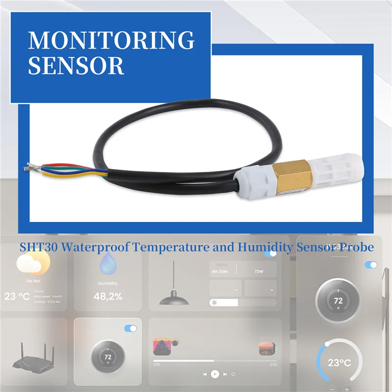 B68C SHT30 Waterproof Temperature And Humidity Sensor Probe Digital Temperature And Humidity Environmental Monitoring Sensor