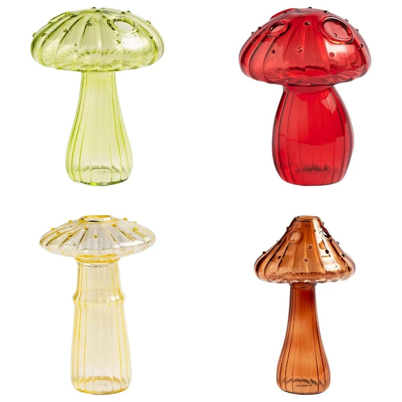 

4 Pcs Hydroponic Plant Vases Nordic Style Mushroom Vases Mushroom Flower Vases For Home Office Living Room Deco