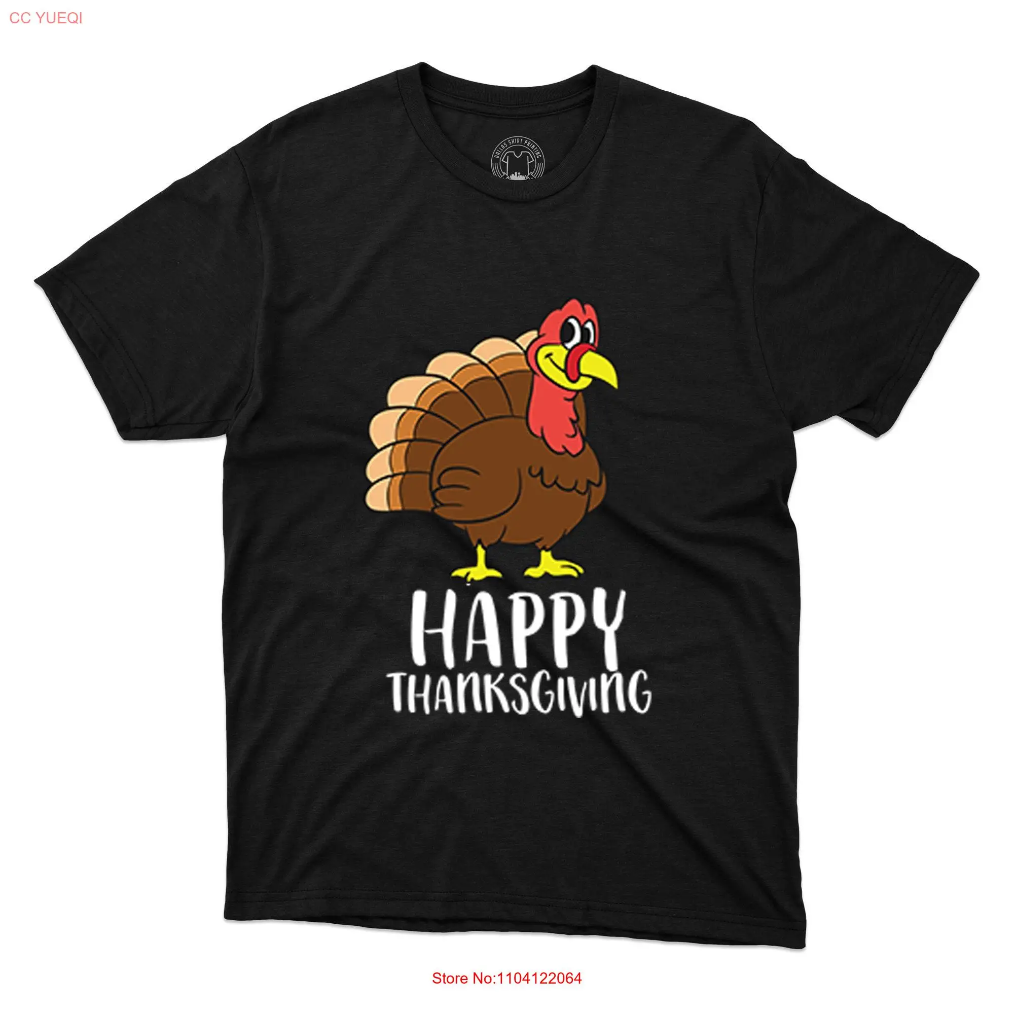 Happy Thanksgiving Turkey T Shirt Fall Friendsgiving Funny Cute Day  long or short sleeves