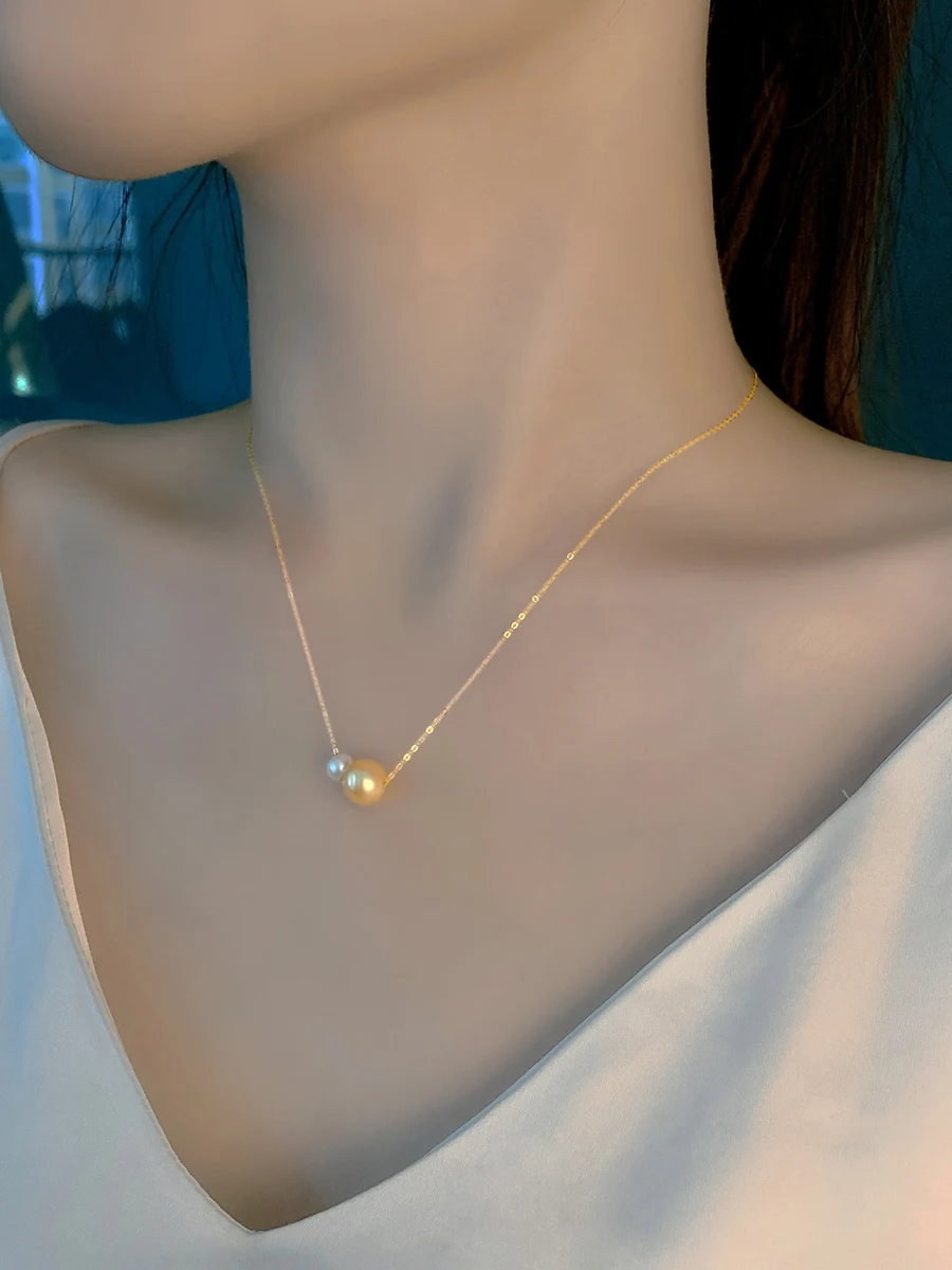 NYMPH 18K Yellow Gold Necklace Pendant Natural Sea South Sea Pearl Fine Jewelry Wedding Party Gift for Womenx610