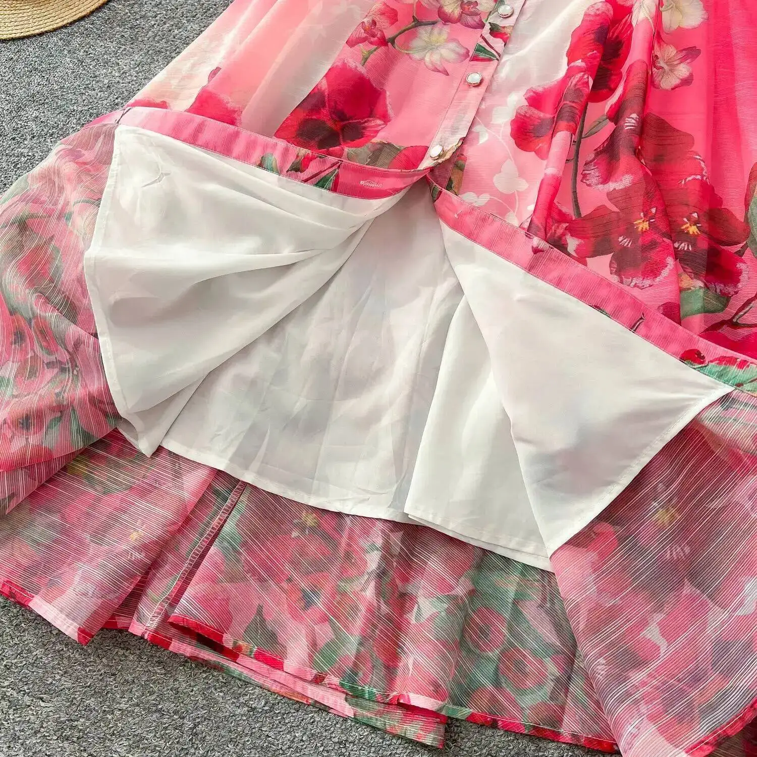 Palace ดอกไม้ Maxi ชุดผู้หญิงฤดูร้อน Holiday ชุดยาวเสื้อ 2025 ฤดูใบไม้ผลิแขนยาวเดี่ยวไข่มุกปาร์ตี้ Vestidos