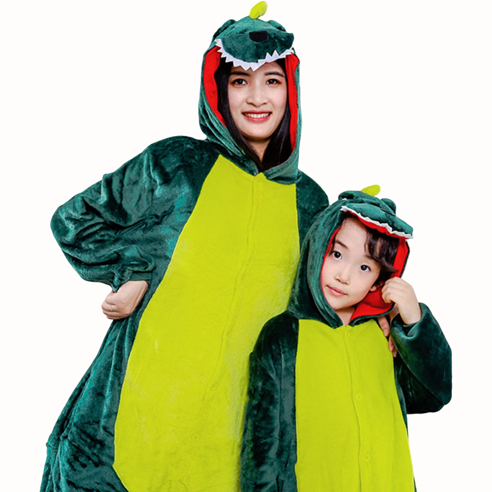 Piyama One-Piece dinosaurus lucu, pakaian tidur Cosplay mudah dicuci untuk wanita pria tidur/pakaian