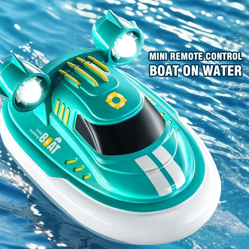 Multi-Speed Mini RC Boat Toy with Anti-Collision Hull and Dual Propeller System Compact Waterproof Remote Control Ship for Kids