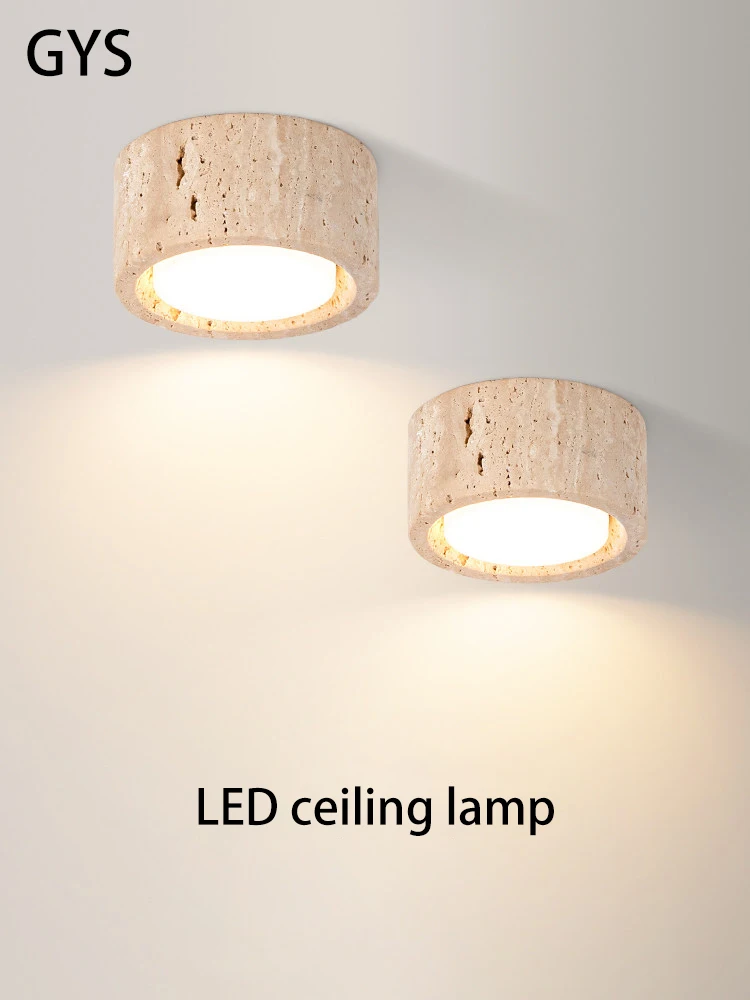 Led Ceiling Lamp Wabi Sabi Style Downlight Yellow Cave Stone Surface Mounted Spot Light Bedroom Hallway Lighting Fixture Round