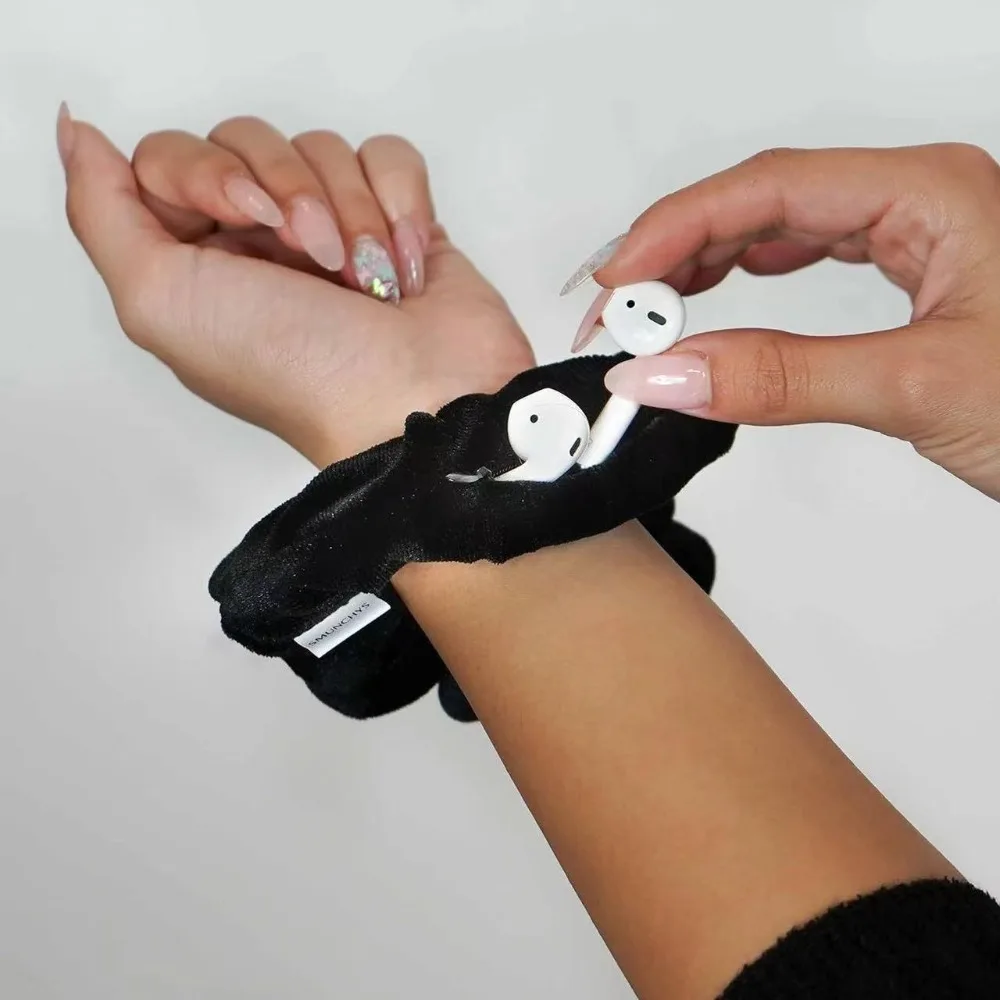 New Hair Tie Safe Sight Velvet Hair Rope Hide Key Cash With Zipper Storage Case