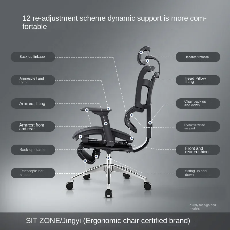 Ergonomic Office Chair Backrest Lift Computer Chair Pedal Executive Chair