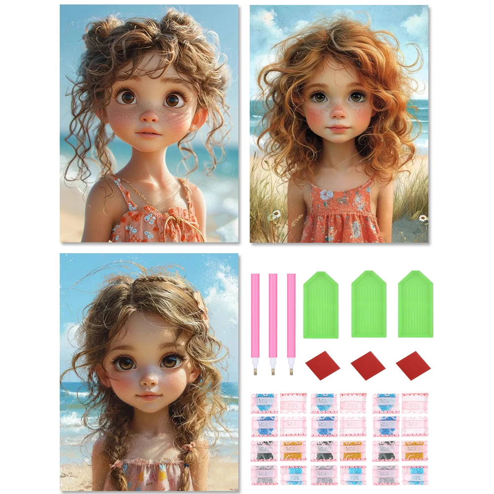 3 pçs 5d diy broca redonda completa pintura diamante kit menina decoração de casa arte 30x40cm pintura diamante decoração para casa presente de ano novo