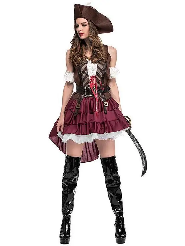 

Halloween Pirate Costume Uniform Performance Suit Ladies' Traditional Chinese Stage Clothing Pirate Game Outfit
