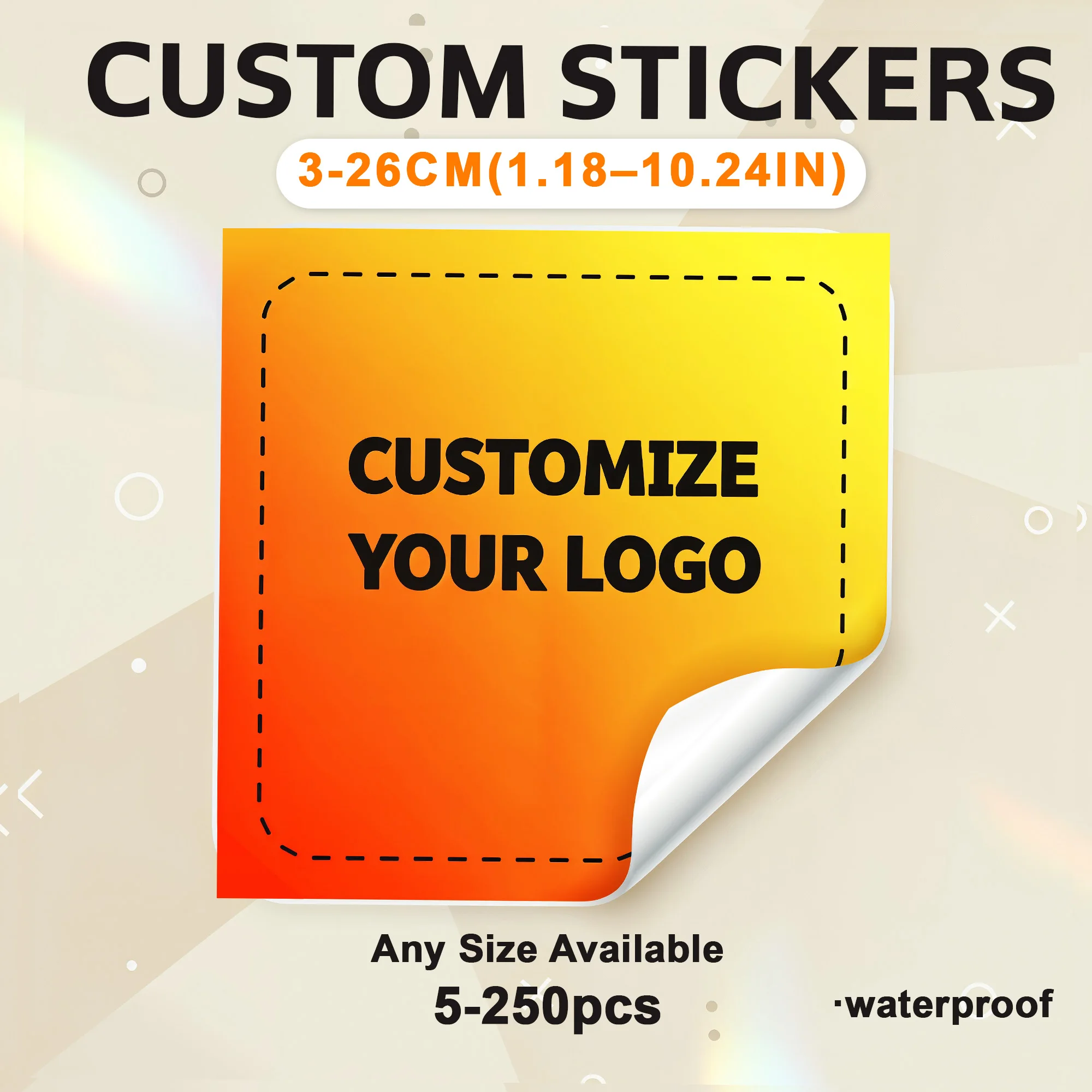 Custom Stickers Waterproof Custom Logo Labels Square Personalized Stickers for Wedding Baptism Party Company Logo Gift Packaging