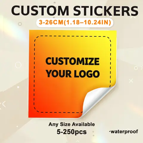 Custom Stickers Waterproof Custom Logo Labels Square Personalized Stickers for Wedding Baptism Party Company Logo Gift Packaging