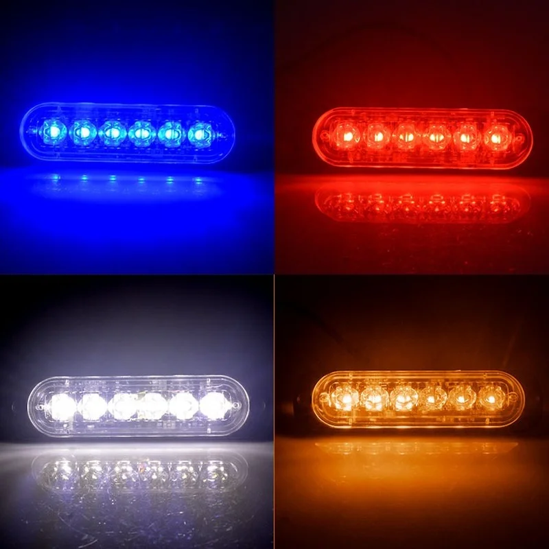 2Pcs Truck 12V 24V 6smd Led Strobe Waarschuwingslampje Strobe Grille Knipperende Lichtbalk Auto Baken Lamp Amber geel Wit Trafficlight