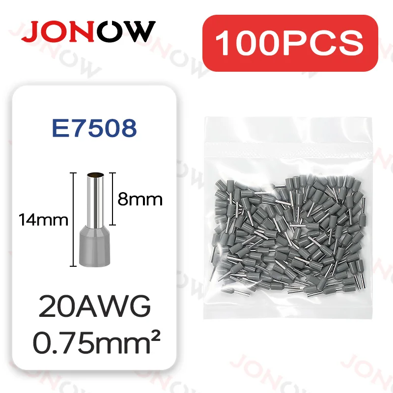 100PCS Röhren-Crimp-Klemmen Elektrokabel Aderendhülsen Steckverbinder E0508 E7508 E1008 E1508 E2508 E4009 E6012 Ringhülse – Detail 8