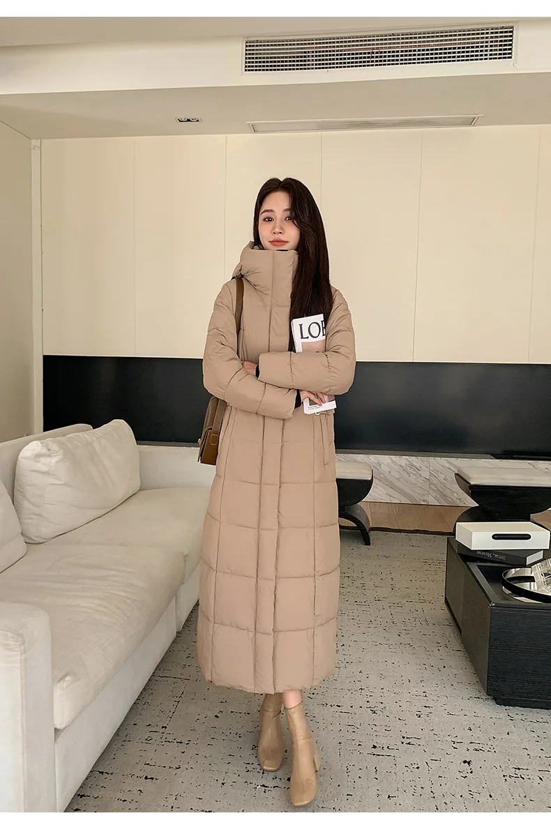 Winter Ladies Long Warm Down Jacket Big Size Puffer Outwears Thicken Hooded Down Coat Women Light Thin White Duck Jacket Parkas