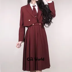 [Red Tea] Japanese Girl's Women's Pinafore Dress Suits JK Class High School Uniform Students Cloths
