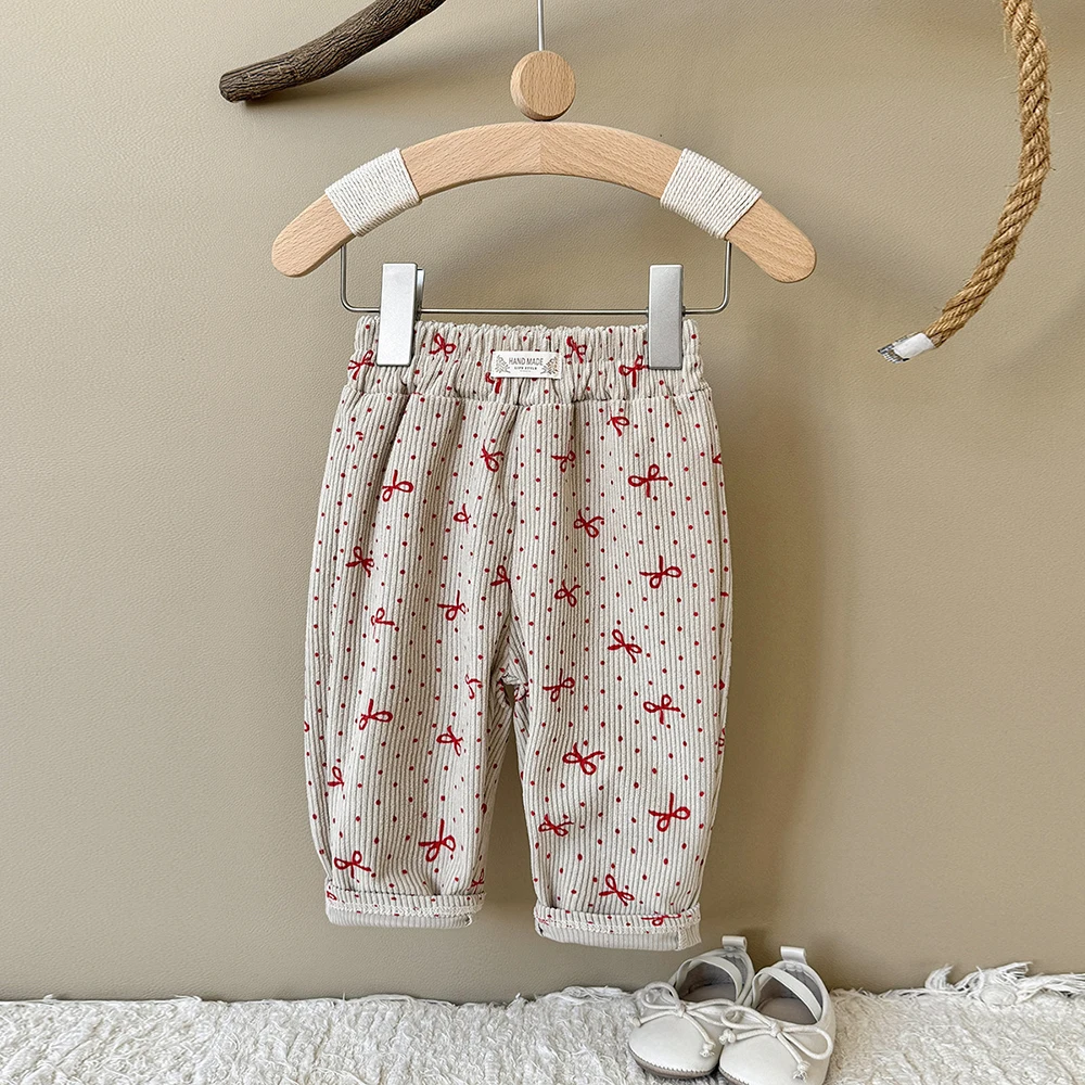 MILANCEL Babyhosen 6M-3T Baby Jungenhosen Niedliche Schleifen-Punkte Kleinkind Freizeithosen Herbst Cordhosen für Babymädchen – Detail 27