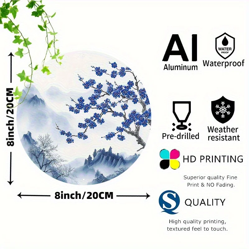 1 قطعة 2D علامة الزخرفية 2D شقة ، غرفة الديكور 1 8x8 بوصة (20x20 سنتيمتر) الألومنيوم معدن تسجيل جولة الألومنيوم مطعم مناسب ، Gar #3