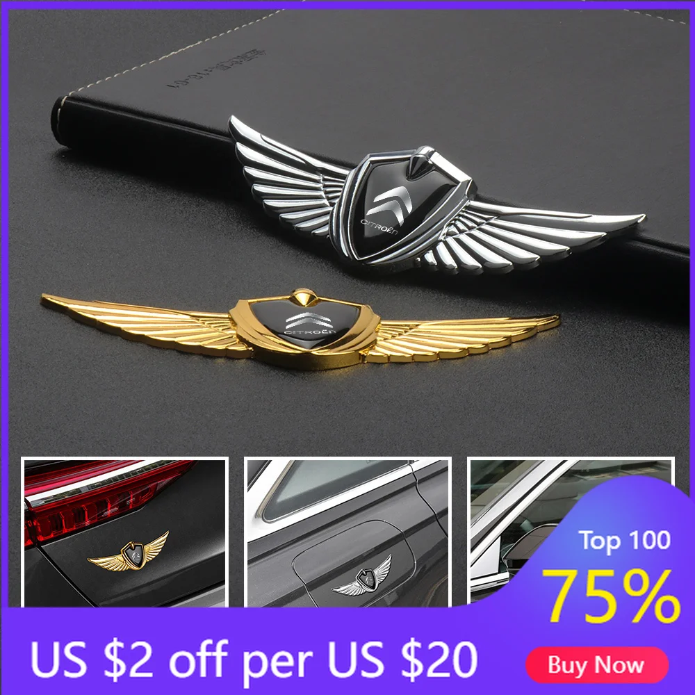 

2026 Hot Car Sticker 3D Metal Styling Car Wings Side Mark Stickers Decor Accessories For Citroen C4 Picasso Xsara C5 Aircross Ca