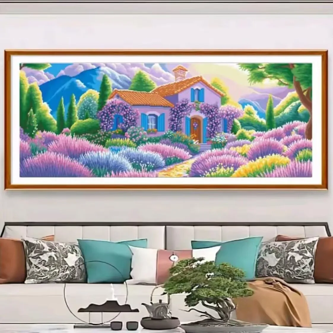 

9ct 150X60cm лавандовый сад вышивка DIY наборы с принтом в китайском стиле вышивка крестиком набор для рукоделия домашний декор ремесла