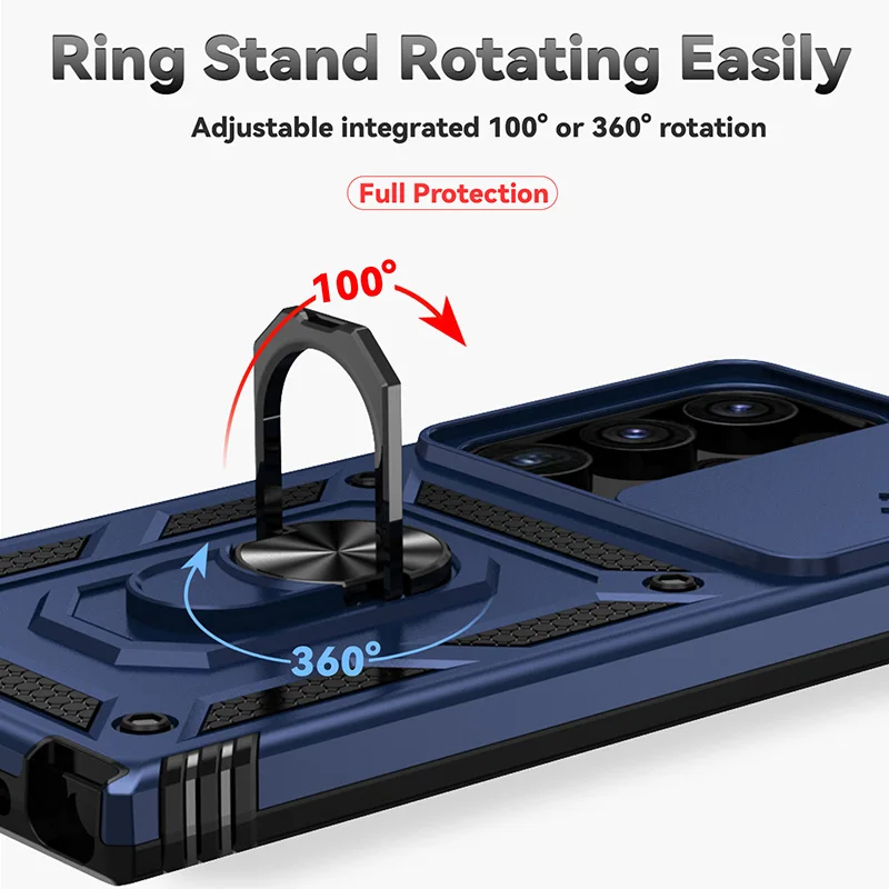 Custodia per fotocamera scorrevole antiurto per Samsung Galaxy S24 S23 S30 S22 S21 Ultra Plus S20 FE copertura magnetica di protezione dell'obiettivo con supporto