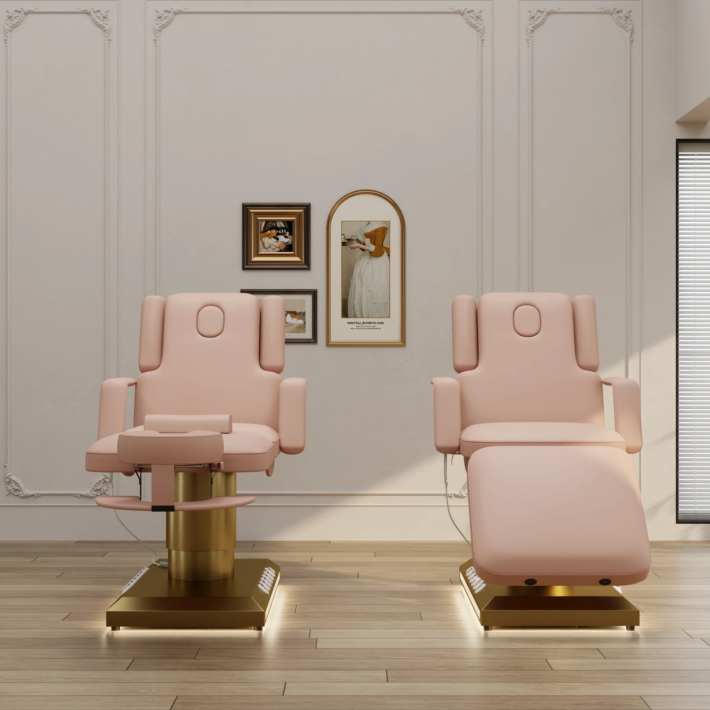 

Новая высококачественная розовая современная кровать для салона красоты, электрическая подъемная кровать для красоты, индивидуальная кровать для лица