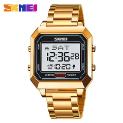 SKMEI Men's Electronic Square Steel Band Student Multi functional Sports Waterproof Night Glow Electronic Watch 2149