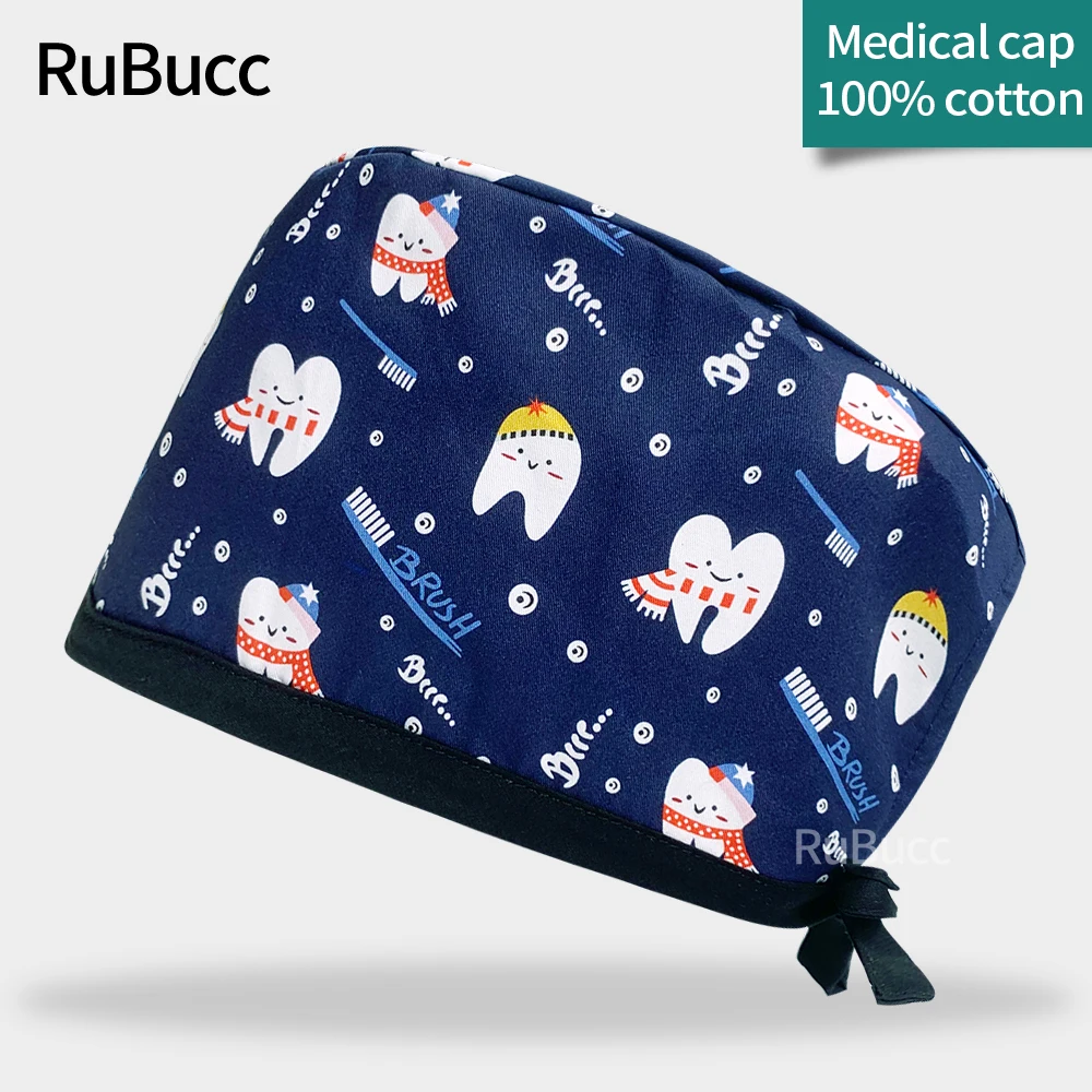 Male Nurse Cap Woman Nursing Hat Medical Accessories Scrub Hat 100% Cotton Surgery Dentist Lab Cap Scrub Cap Long Hair Wholesale