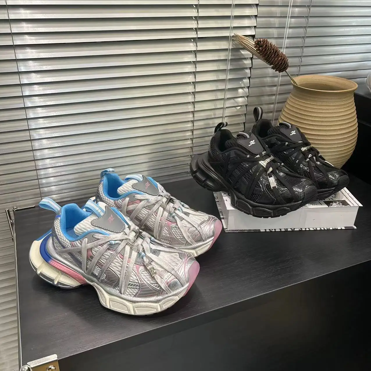 

Spring 2026 Paris Spider Web Dad Shoes Women's Mesh Breathable Heightening Thick Bottom Versatile Casual Sports Shoes