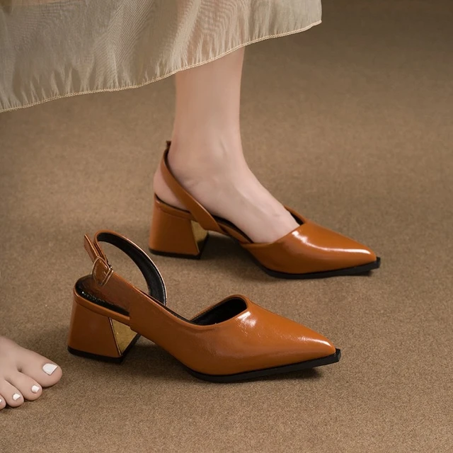 High Heel Sandals Woman Pointed Toe Heeled Shoes Shallow 2026 New Summer Trend Loafers Slingback Shoes Elegant Dress Pumps