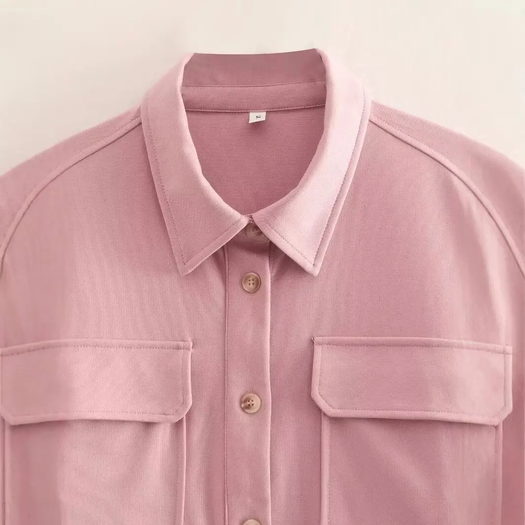 JNLEAOG Autunno New Faion Casual Cappotto in puro colore Colletto alla coreana Design versatile Fibra di poliestere Lungo Sve Girls irt