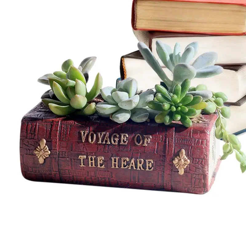 Book Shaped Flower Vase Retro Book Shaped Vase For Flowers Creative Literary Books Floral Vase For Garden Landscape