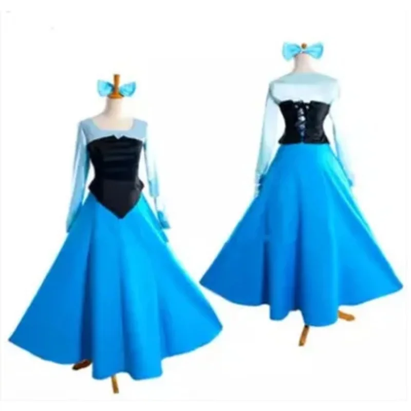 Anime Ariel Prinses Cosplay Kostuums Voor Volwassenen Lange Mouwen Taille Prinsessenjurk Meisjes Podium Feest Kostuum