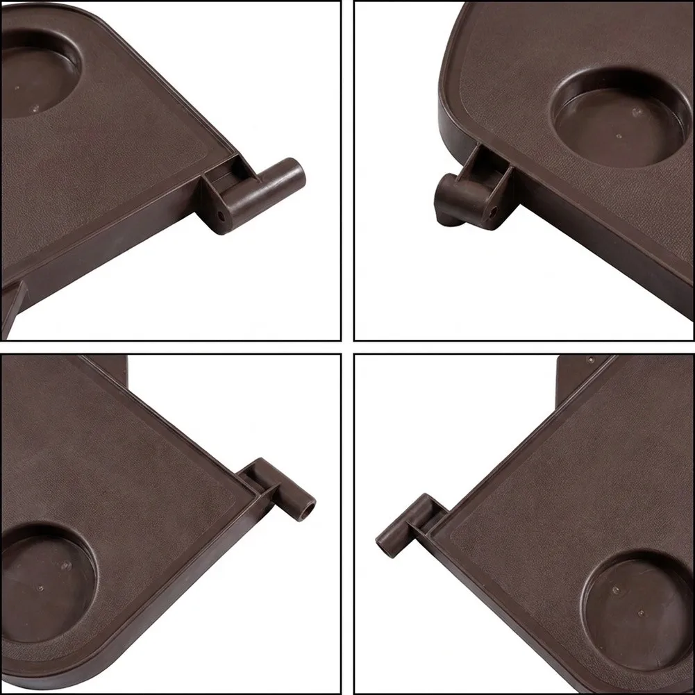 Cup Holder Side Tray for Outdoor Swing Chairs - Compact 36 x 21 cm Brown Plastic Attachment for Patio Lounge Seating