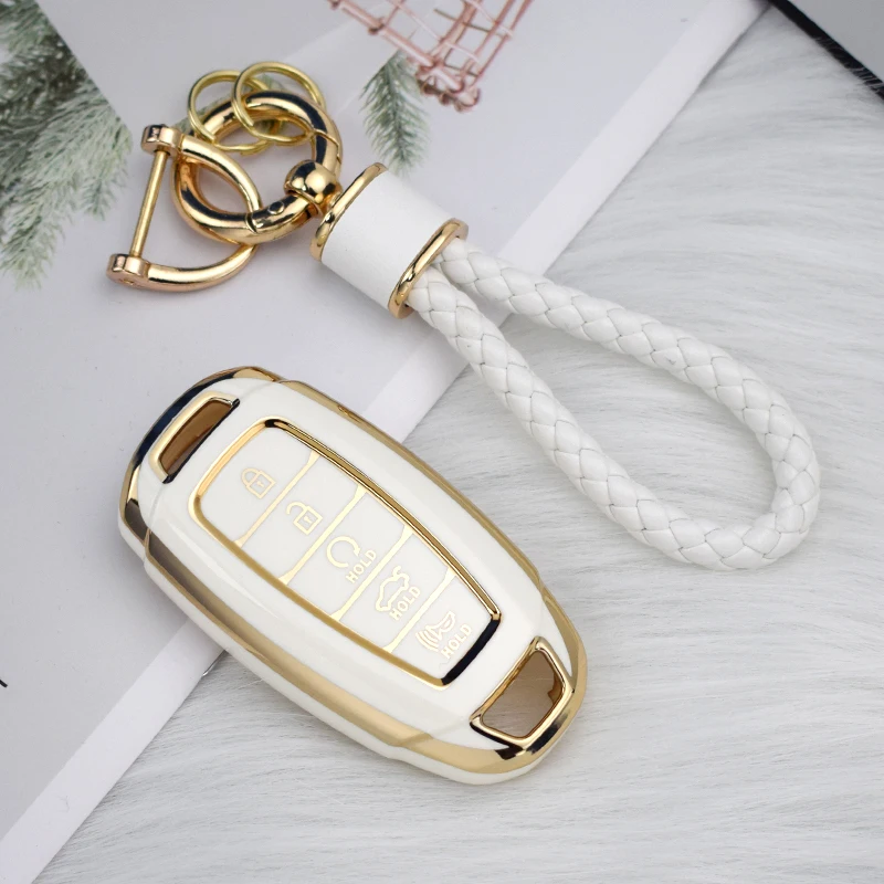 5 Buttons TPU Car Key Case Cove for Hyundai I30 Ix35 KONA Encino Solaris Azera Grandeur Ig Accent Santa Fe Palisade R Keychain