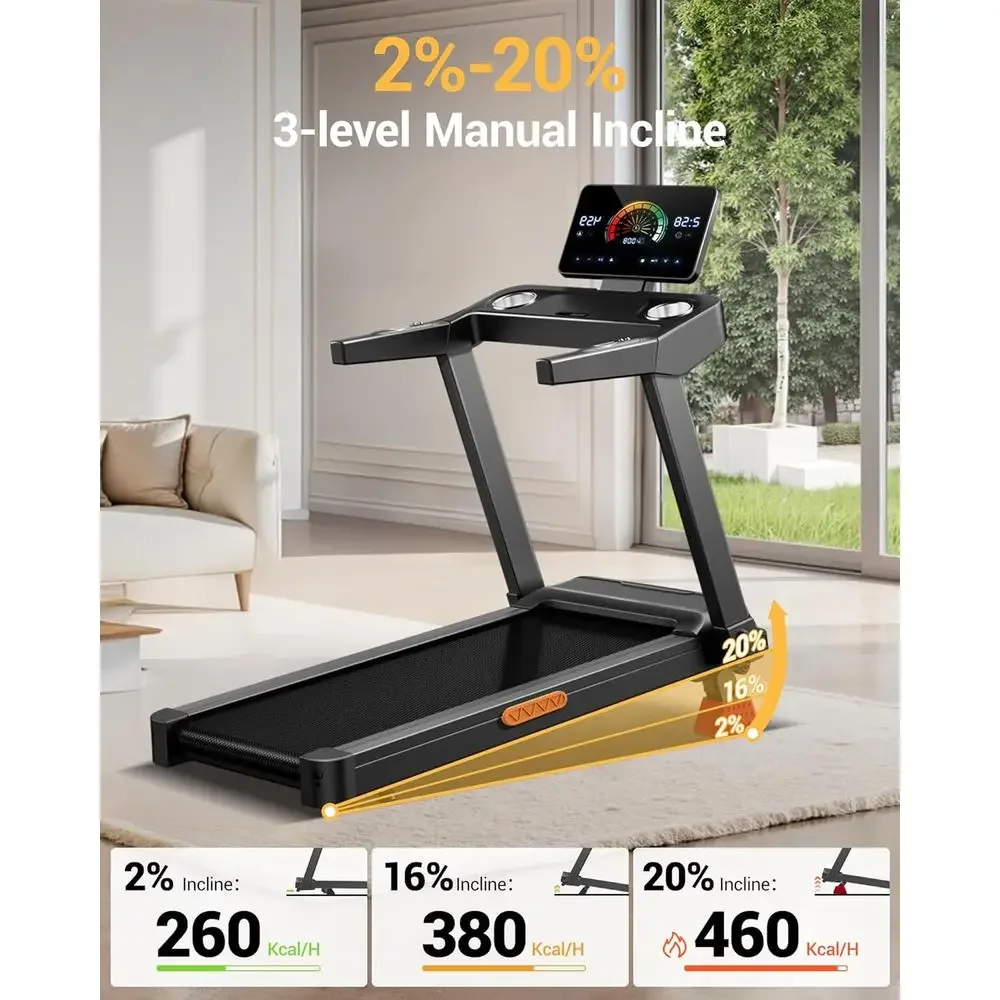 High-Capacity Treadmill with 20-25% Incline, 400lb Weight Limit, 3.5-4.0HP Motor, Wide Running Surface & Shock Absorption